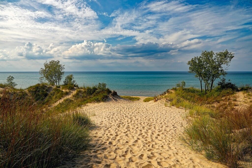 indiana dunes state park, beach, lake michigan